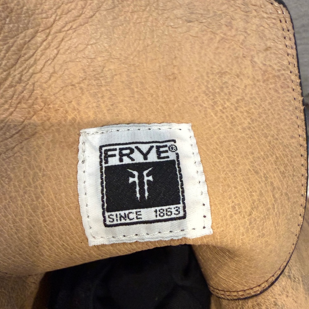 Frye Melissa size 6.5 NEVER WORN Black Leather Tall Lace-Up Boots - Picture 7 of 9